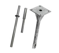 Ancrage pour poteau avec ou sans mandrins de pose platine 14 X 14 cm. Ancrage mécanique pour fourreau à platine -