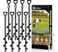 Ancrages de Sol, Tentes, Trampoline,Piquet Ancrage à Visser, Lot de 8 Ancrages de Robustes pour Cadre de BalançOire, Ancrages de Sol de Jardin, Auvent, RéSistent Aux Vents Forts (8 X 36cm)