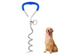 Ancre à Chien en Spirale pour Cour et Camping, Acier résistant à la Rouille, poignée à poignée Douce, Bague pivotante à 360 °, Tie-Out sécurisé pour Chiens jusqu'à 120 Livres (Bleu)