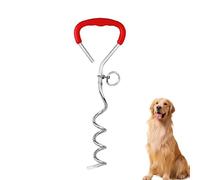 Ancre à Chien en Spirale pour Cour et Camping, Acier résistant à la Rouille, poignée à poignée Douce, Bague pivotante à 360 °, Tie-Out sécurisé pour Chiens jusqu'à 120 Livres (Rouge)