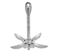 Ancre à grappin pliable à 4 dents, ancre de bateau en acier au carbone pour kayak, canoë et jet-ski, ancre pliante de 1,5 kg, accessoire pour petits embarcations sur fonds sableux (Argent (acier au