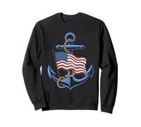 Ancre bleu nautique drapeau américain pour marin bateau capitaine Sweatshirt