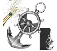 Ancre de Gouvernail Bière Décapsuleur, Décapsuleur Ancre de Gouvernail, avec Sac Cadeau, Cadeaux de Fête des Pères, Noël, Cadeau pour Femmes, Hommes, Aventurier, Capitaine, Cadeaux Bière, Argent Foncé
