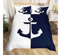 Ancre Décor Parure de Lit 220x240cm Enfants Nautique Thèmes Sets de Housse de Couette La Mer Côtière Housse de Couette Mer Adventure Marine Marine Bleu Blanc Décor Parure Housse de Couette