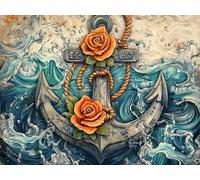 Ancre Diamond Painting Adulte Fleur Diamant Painting Adulte Grand Format 110x80cm, 5D DIY Peinture Diamant Kits Crystal Point de Croix pour Enfant Débutants, Décoration Murale Maison Cadeau, Model 160