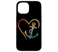 Ancre en forme de cœur avec symbole d'amour nautique Coque pour iPhone 15