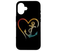 Ancre en forme de cœur avec symbole d'amour nautique Coque pour iPhone 16