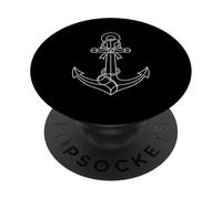 Ancre Nautique Minimaliste Style Tatouage Propre Ligne Art PopSockets PopGrip Adhésif