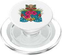 Ancre Style Tiki avec Fleurs Tropicales d'hibiscus PopSockets PopGrip pour MagSafe