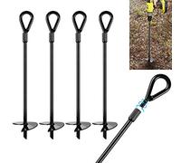 Ancres au Sol AGPTEK, kit d'ancrage au Sol de 4 piquets mesurant 38cm de Long et 1.3cm d’épaisseur, ancrages au Sol très résistants, Parfaits pour tentes, auvents, abris, Trampolines et balançoires