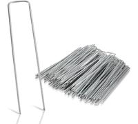 Ancres de terre antirouille Piquets d'ancrage 50 pièces, en acier galvanisé pour voile de désherbage, 150x25mm, Ø2.8mm, Extrémités biseautées, A enfoncer dans le sol