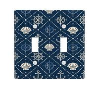 Ancres Plaque de protection pour double interrupteur, coque de roue de bateau maritime d'été en plastique bleu marine taille standard pour maison, salon, chambre à coucher, salle de bain