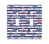 Ancres Plaque de protection pour interrupteur double - Roue nautique ludique - Étoile d'été - En plastique bleu marine - Taille standard - Pour maison, salon, nouvel appartement