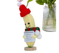 Ancsttu Banane au Crochet, Banane au Crochet Positive | Petit Jouet au Crochet de Soutien émotionnel de Noël - Jouet au Crochet pour remonter Le Moral, tricotée Banane de Dessin