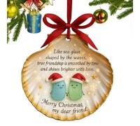 Ancsttu Décor D'Amitié, Art De Coquillage pour Meilleurs Amis, Décor D'Amitié en Verre De Mer, Art Inspiré Côtier pour Décoration de Fête Vacances d'hiver Saisonnière Jardin