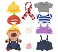 Ancsttu Peluche Capybara 25cm avec Vêtements Et Accessoires, Jouet en Peluche Capybara Peluches Capybaras Habillée pour Enfant Adolescents Adultes Collectionneurs Jeu Coucher Anniversaire Fêtes