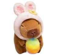 Ancsttu Peluche Capybara Tenant Un Œuf De Pâques, 20cm Jouet en Peluche avec Chapeau À Oreilles De Lapin pour Chambre d'enfant Voyage Anniversaire Maison Et Séjour
