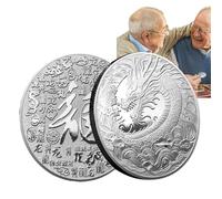 Ancsttu Pièce de Dragon du Zodiaque Chinois | Pièce d'or et d'argent Double Face de l'année du Dragon | commémorative de Collection d'insignes pour Couple, pièce de Monnaie de l'année