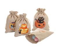 Ancsttu Sacs à Cordon pour Bonbons d'Halloween | Pochettes fantômes et citrouilles pour bonbons | 4 Pièces Sacs Non Tissé Pour École Fête Garderie Bonbons Goûter