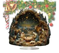 Ancsttu Scène De Nativité De Noël, Ornement de Crèche 2D avec Support, Décoration Religieuse Festive Enseigne pour Femmes Et Hommes, Bureau Rebord De Fenêtre Intérieur Étagère Table