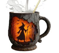 Ancsttu Tasse À Café e 386ml | Mug - Texture 3D Écorce Arbre Ergonomique Motif Flamme avec Cadeau Anniversaire Noël Collègue Amis Professeur Travail