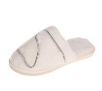 And Color Pure Pantoufles plates et confortables en peluche pour femme, blanc, 38.5 EU