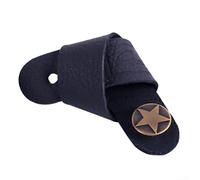 and Secure Sangle de cou en cuir synthétique avec verrou de ceinture pour guitares acoustiques, électriques, classiques et instruments à cordes (Noir)