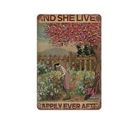 And She Lived Happily Ever After Gardening Girl Poster Métal Tin Sign Rétro Fer Peinture Jardin Garage Cuisine Plaque pour Hommes Cave Bar Café Boutique Salle De Bains Extérieur Rue Maison Décoration