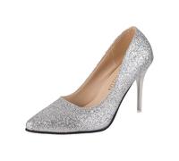 And Spring High Large Shoes Size Elegant Casual Summer Toe Pointed Sandals Women's Heels Fashion Women's Sandals Shoes Dames Talon Printemps, argenté, 37 EU