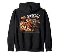 and They Off Horse Racing Classic Jockey Action Sweat à Capuche