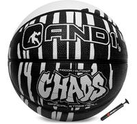 AND1 Chaos Ballon de basketball en caoutchouc, réglementaire officiel | Construction en chanel profond, adhérence supérieure, design graffiti vif, matériaux robustes de qualité supérieure