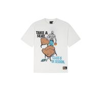 AND1 T-Shirt 'Class Is In Session Trash Talk' bleu clair / caramel / noir / blanc, Taille S