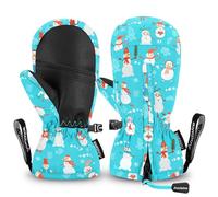 Andake Enfants Gants de Ski, 3M Thinsulate 2-7 Ans Garçons et Filles Gants d'hiver Warm Imperméable Coupe-Vent Thermique Mitaines pour Ski, Snowball (Bonhomme de Neige, XXXXS(ca.1-2 Ans))