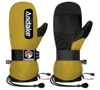 Andake Gants de Ski Mitaines d'hiver Chaudes Imperméables et Coupe-Vent pour Le Ski Le Snowboard Les Voyages la Randonnée et Les Sports d'hiver en Plein Air Jaune-Terre S