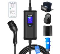 Andalung Chargeur EV Portable Type 2 7kW, Monophasé, 6-32A avec Courant Ajustable, Câble de 7m, Prise CEE Bleue, Protection IP65, Compatible avec Tous Les Véhicules PHEV/EV