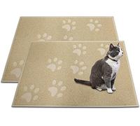 Andalus Lot de 2 grands tapis de litière pour chat - Imperméable, antidérapant et facile à nettoyer pour piéger la litière pour chat plus efficace, beige (76,2 x 45,7 cm)