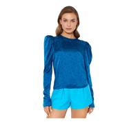 Andamane, Femme, Blouses et Chemises, Bleu, Taille: 36 FR Satin Blouse With Buffet Sleeves Hope