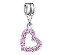 Andante-Stones 925 Perle Argent Dangle Bead avec Cristaux Brillants (Roses) - Élément Bille pour Perles European Beads + Étui en Organza