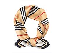 ANDANTINO 100% Pure Mulberry Silk Small Square Scarves -21'' x 21''- Digital Printed Neckerchief -Women Men Lightweight Scarf (Khaki)