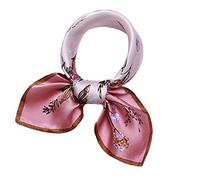 ANDANTINO Écharpe 100% soie de mûrier véritable - 53,3 x 53,3 cm - Foulard léger - Pour femmes et hommes - Petites écharpes carrées imprimées numériquement, rose pâle, Medium