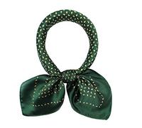 ANDANTINO Écharpe 100% soie de mûrier véritable - 53,3 x 53,3 cm - Foulard léger - Pour femmes et hommes - Petites écharpes carrées imprimées numériquement, Vert foncé/cachemire, M