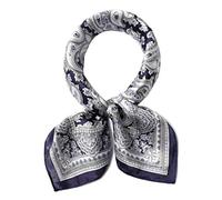 ANDANTINO Écharpe 100 % soie de mûrier véritable - 53,3 x 53,3 cm - Foulard léger - Pour femmes et hommes - Petites écharpes carrées imprimées numériquement, Motif cachemire bleu, Medium