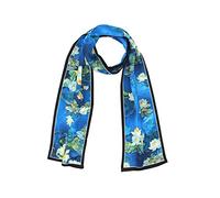 ANDANTINO Écharpe 100 % soie pour femme, long châle pour tête et cou, bandeau oblong avec emballage cadeau, 150 x 16 cm, Nénuphars, Large