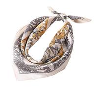 ANDANTINO Foulard 100% soie de mûrier véritable - 53 x 53 cm - Foulard léger - Femmes Hommes Petit Carré Imprimé Numérique Foulards De, Beige-animaux, S