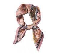 Andantino - Foulard carré 100% pure soie de mûrier pour cheveux - 68 cm - Pour homme et femme - En soie naturelle - Imprimé numérique, rose, Medium