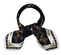 ANDANTINO Foulard carré léger 100% en soie de mûrier, perméable à l'air, imprimé numériquement, emballage cadeau, 53,5 cm, bleu marine, Medium