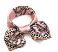 ANDANTINO Foulard carré léger 100% en soie de mûrier, perméable à l'air, imprimé numériquement, emballage cadeau, 53,5 cm, rose/léopard, Medium