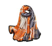 ANDANTINO Long classique pour femme, Bleu grisâtre et orange, L