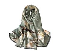 ANDANTINO Longue écharpe 100% soie de mûrier pour femme - Grand châle/foulard pour le cou - Bandeau oblong pour cheveux avec emballage cadeau, vert pâle, Large