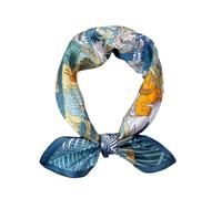 ANDANTINO Petit foulard léger carré unisexe 100% soie de mûrier véritable, imprimé numérique, 52 x 52 cm, Small